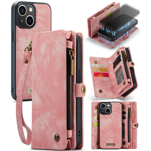 iPhone 13 mini CaseMe 008 Detachable Multifunctional Horizontal Flip Leather Case - Pink
